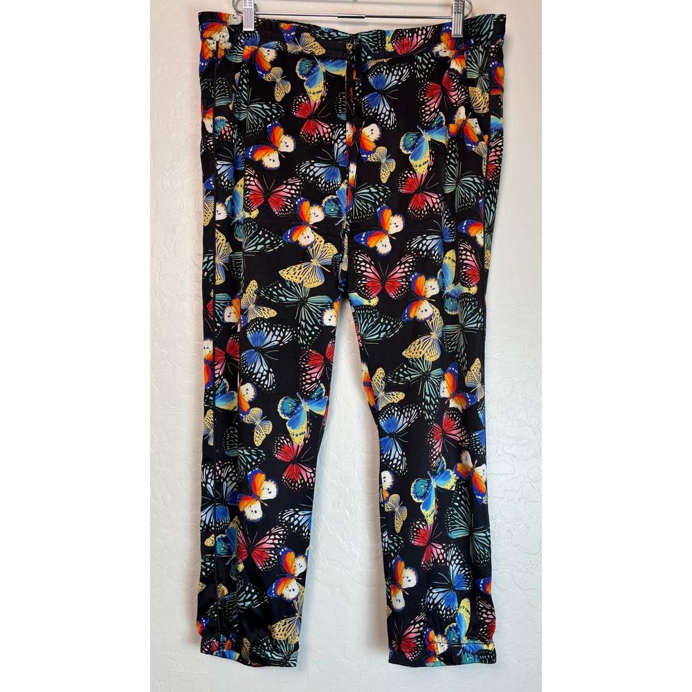 Johnny Was Panya Butterfly Jogger Silk Pockets Black Multi Boho Small $275 2214